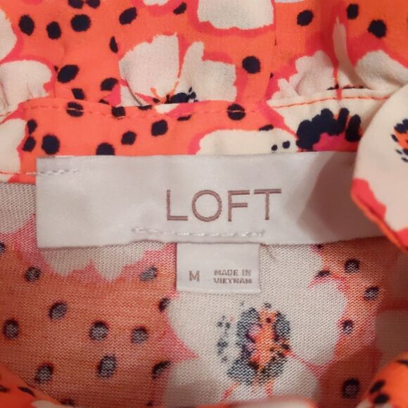 LOFT Sleeveless White Floral Dotted Blouse Size M - Picture 5 of 8
